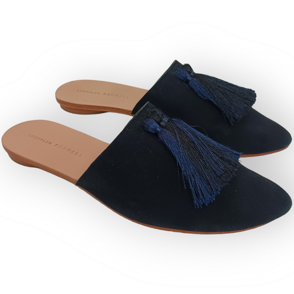 Loeffler Randall Winnie Tassel Mule Slide Black/Eclipse SZ 9 $295